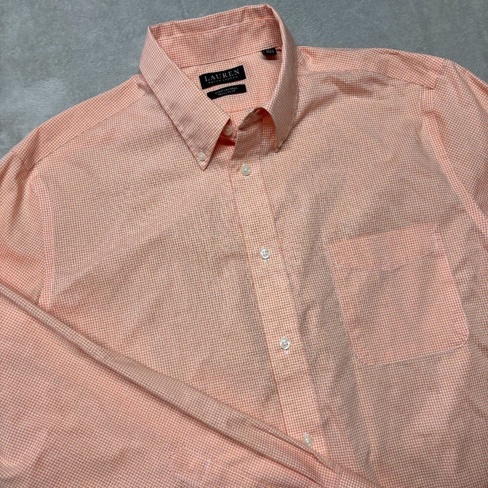 Lauren Ralph‎ Lauren Button Down Shirt Mens 16 34/35 Regular Fit Stretch Gingham